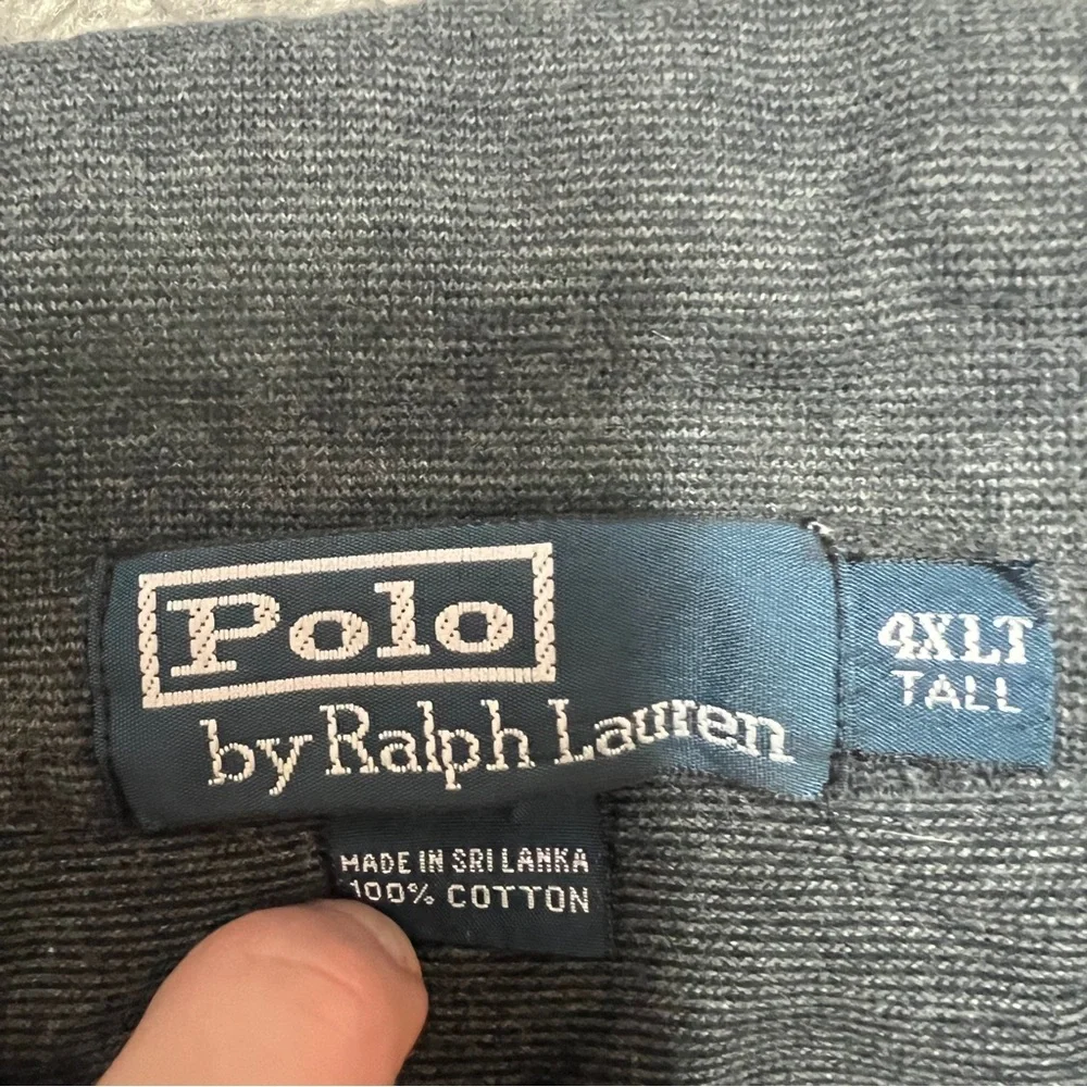 Polo Ralph Lauren Shirt Mens 4XLT Gray Long Sleeve Polo Pony Logo XXXXL Tall